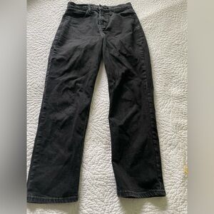 Womens Old Navy Extra High Rise Sky-Hi Straight Leg Black Denim Jeans Size 6